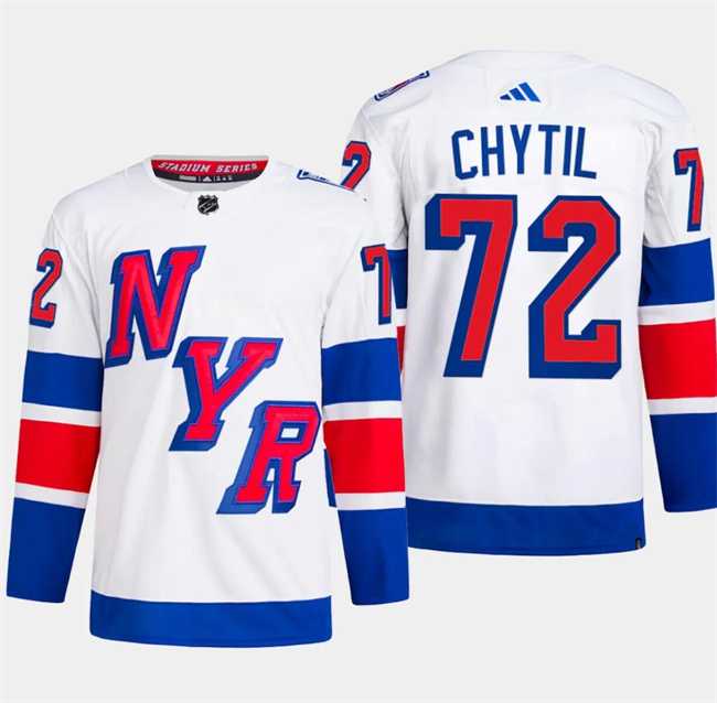 Mens New York Rangers #72 Filip Chytil White 2024 Stadium Series Stitched Jersey Dzhi